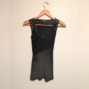 Women's Le Chateau Black Sequined Tank Top